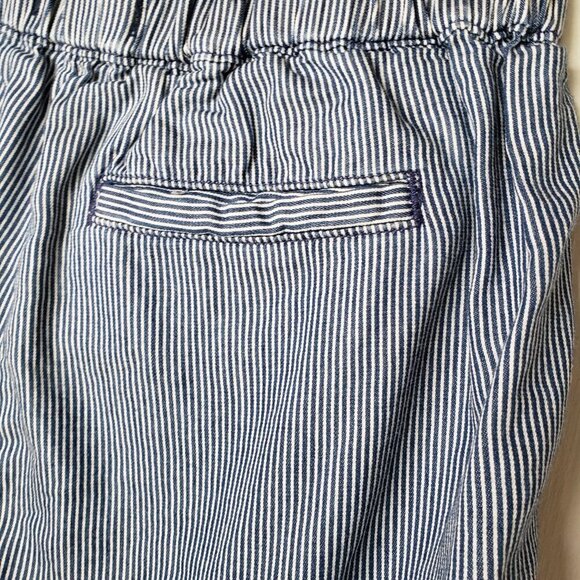 Madewell Railroad Stripe Pull On Chambray Shorts XS Blue‎ White Elastic Waist - Picture 6 of 9